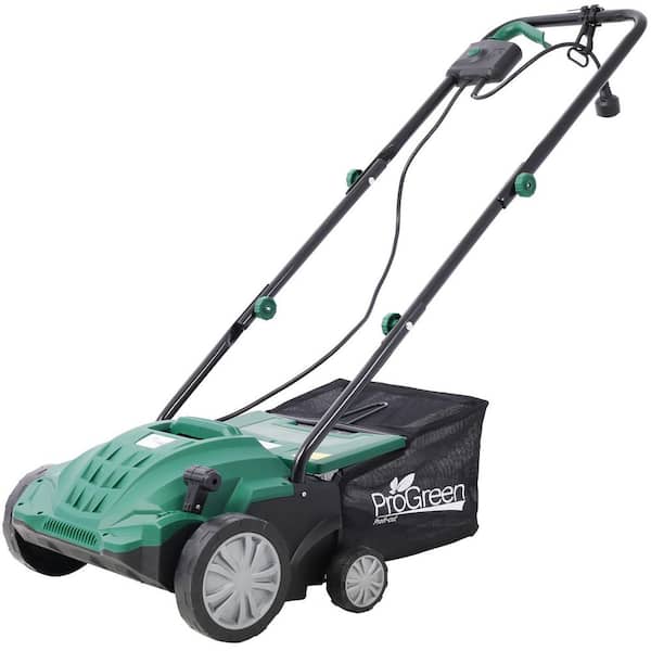 2-in-1 13 in. Dethatcher Scarifier Sweeper: 12 Amp Electric Plus 31.7 qt. Bag