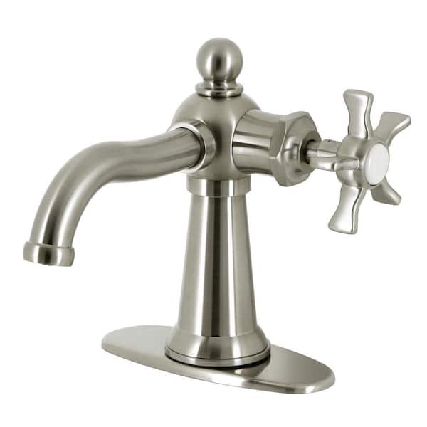 Kingston Brass Hamilton Single-Handle Single Hole Bathroom Faucet with Push Pop-Up and Deck Plate in Brushed Nickel