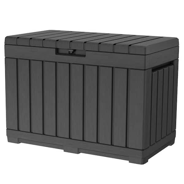 Unbranded 50 Gal. Dark Grey Resin Deck Box with Lockable Lid and Side Handles
