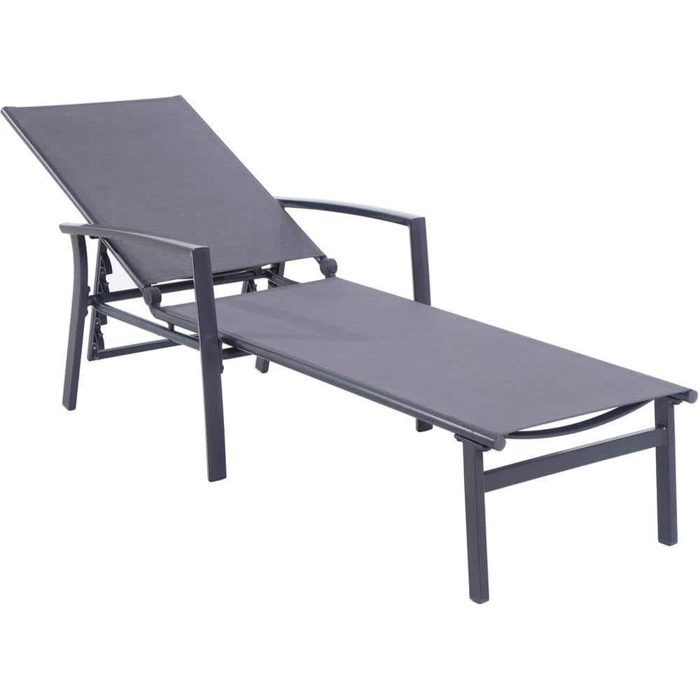 Naples Gray Aluminum Outdoor Chaise Lounge with Adjustable Backrest