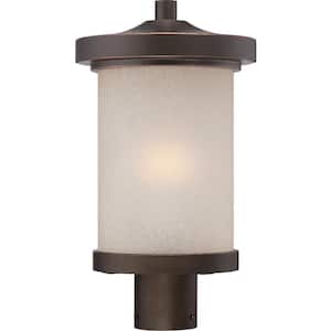 1-Light Outdoor Mahogany Bronze Integrated LED Post Light