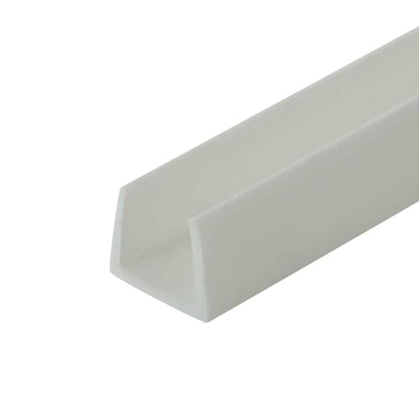 Outwater 5/8 in. D x 5/8 in. W x 72 in. L White Styrene Plastic U-Channel Moulding Fits 5/8 in. Board, (18-Pack)