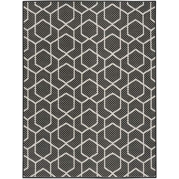 Horizon Black 4 ft. x 6 ft. Indoor/Outdoor All-Over Design Contemporary Area Rug
