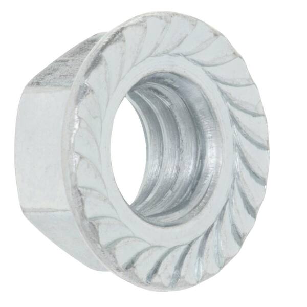 10 pcs. 3/8"-24 Zinc Plated Steel Fine Thread Serrated Lock Nuts 