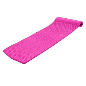 74 in. Pink Floating Foam Swimming Pool Mattress Lounger with Head Rest