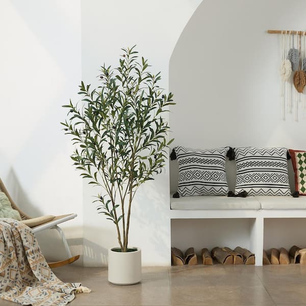 DR.Planzen 5ft.Artificial Olive Tree Indoor/Outdoor- Faux Plant UV-Resistant ,Dense Foliage for Home Office Living Room Decor