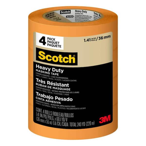 Scotch 1.41 in. x 60.1 yds. Heavy Duty Grade Masking Tape (4 Rolls/Pack) (Case of 4)