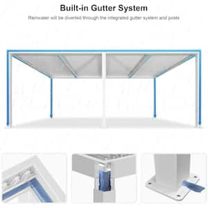 12 ft. x 20 ft. White Aluminum Frame Outdoor Louvered Pergola Hardtop Gazebo with Adjustable Roof for Sunshade Rainproof