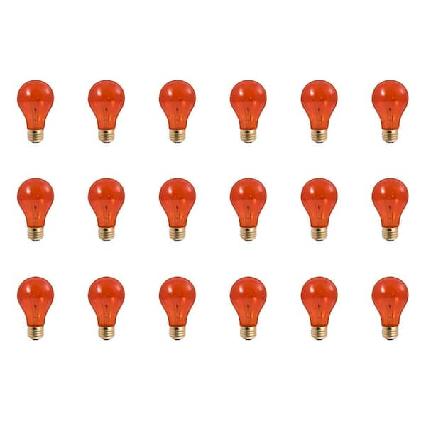 Bulbrite 25-Watt A19 Transparent Orange Dimmable Incandescent Light Bulb (18-Pack)