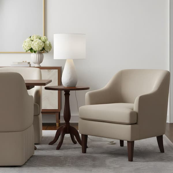 Breccia Medium 25 in. Cream Wash Bedroom Home Office Living Room Table Lamp With White Linen Shade