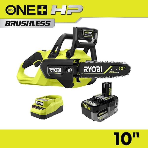 ONE+ HP 18V Brushless 10 in. Cordless Battery Chainsaw with 4.0 Ah Battery and Charger