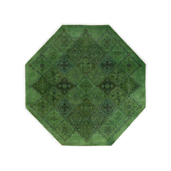 Overdyed Green 6 ft. x 6 ft. Solid Wool Indoor Area Rug