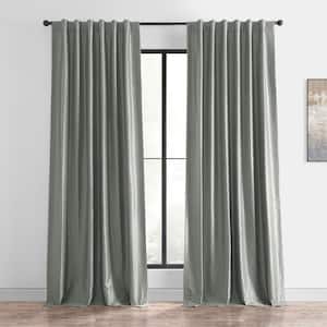 Silver Textured Faux Dupioni Silk Blackout Curtain - 50 in. W x 96 in. L Rod Pocket with Back Tab Single Window Panel