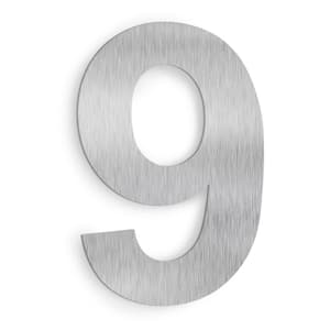 6 in. Satin Stainless Steel Floating House Number 9