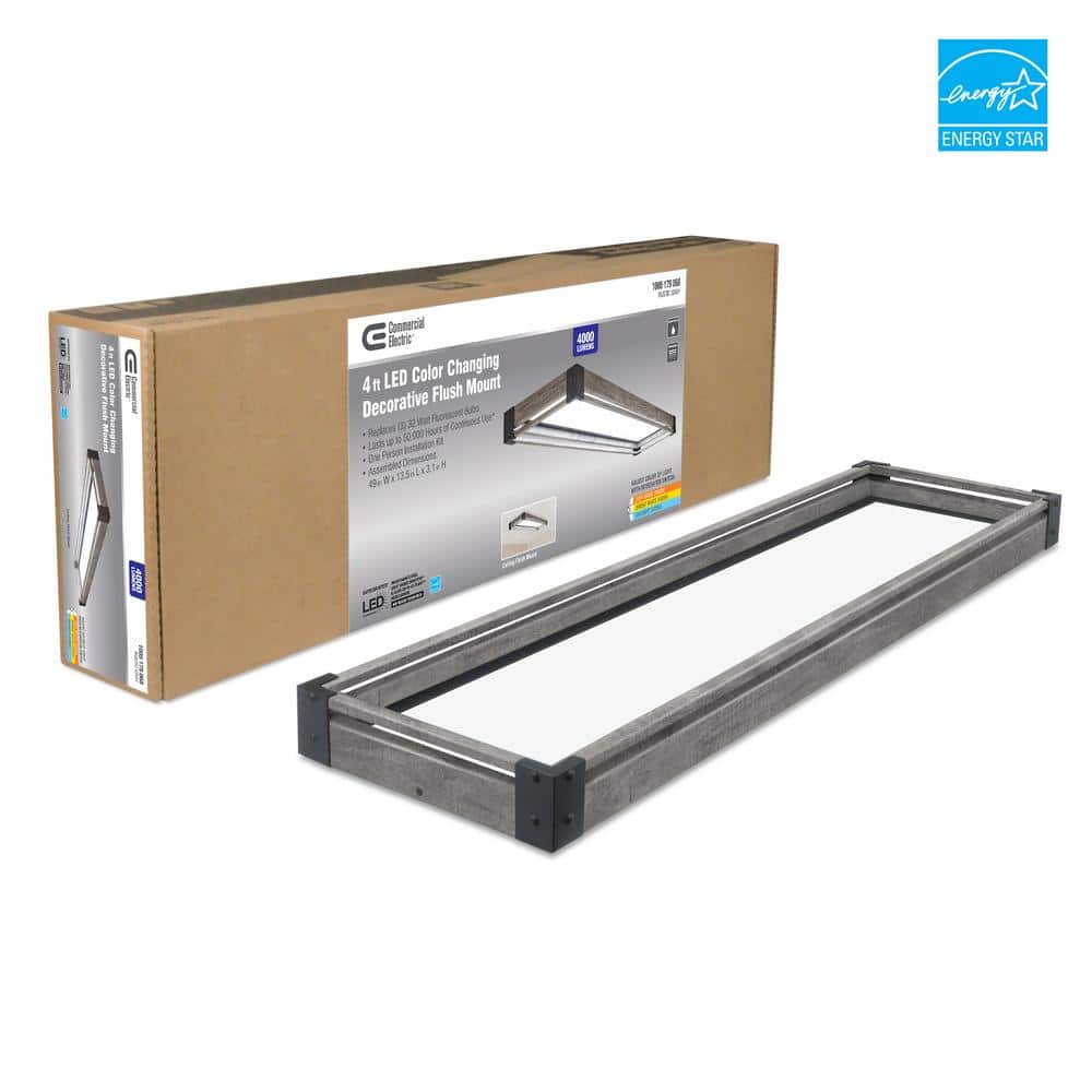 Sebastian 48" Rustic Gray LED Flush Mount Ceiling Light