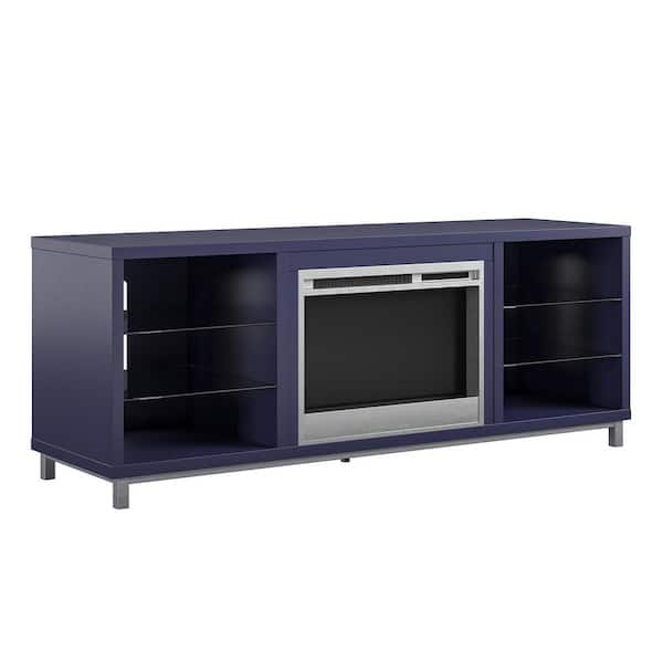 Cleavland Deluxe 64.75 in. Freestanding Electric Fireplace TV Stand for TVs up to 70 in. in Light Walnut