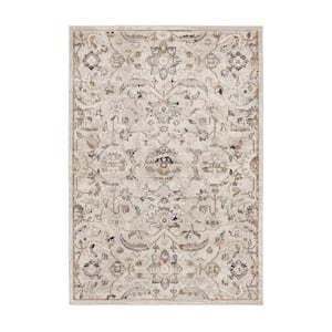 Orestes Cream 5 ft. 3 in. x 8 ft. Traditional Floral Ornamental Botanical Area Rug