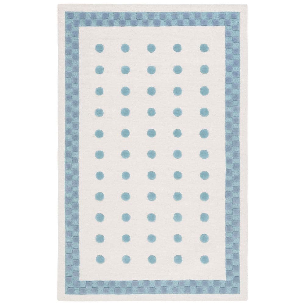 Kids 4 ft. x 6 ft. Ivory/Blue Polka-Dot Border Area Rug price history on PriceWatchPro