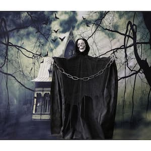 63 in. Talking Skeleton Reaper with Moving Mouth for Indoor or Outdoor Halloween Decoration, Battery-Operated, Thanatos
