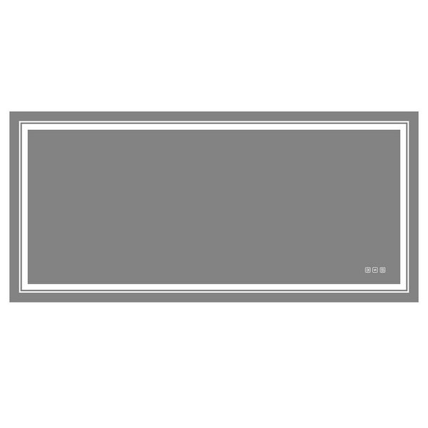 Unbranded Silver 55 in. W x 30 in. H Modern Rectangular Metal Wall Mirror, Bathroom LED Mirror Anti- Fog Mirror with Button