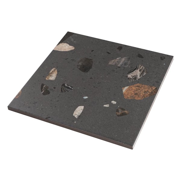 Terrazo Cacao Gray 8.03 in. x 8.03 in. Matte Porcelain Floor and Wall Tile  (11.19 sq. ft./Case)