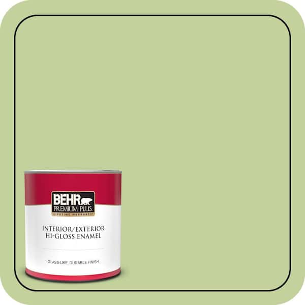 BEHR PREMIUM PLUS 1 qt. #P370-4 Cricket Field Hi-Gloss Enamel Interior/Exterior Paint & Primer