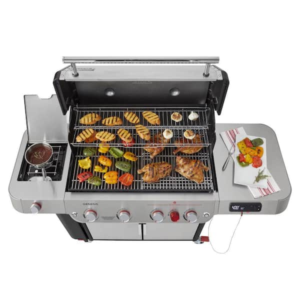 Genesis Smart SPX-435 4-Burner Natural Gas Grill in Stainless Steel with Side Burner
