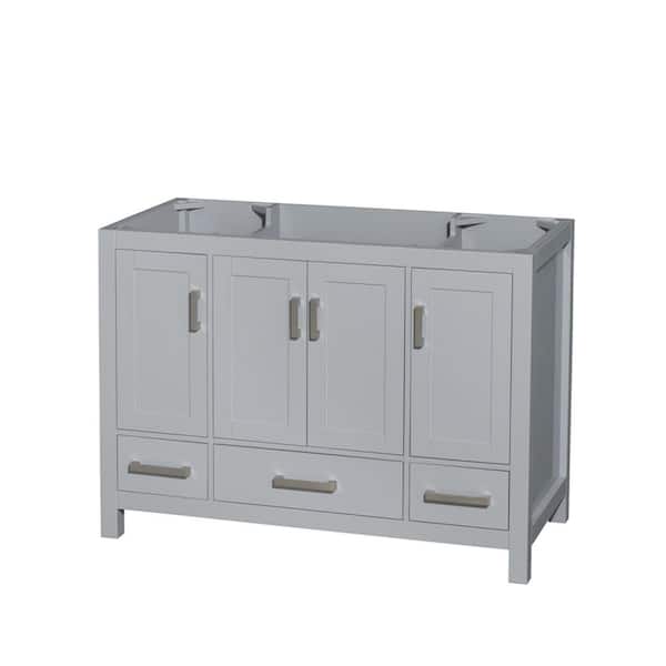 Wyndham Collection Sheffield 47 in. W x 21.5 in. D x 34.25 in. H Single Bath Vanity Cabinet without Top in Gray