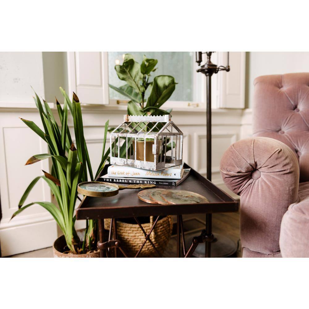 Rustic Bronze-Finish Metal Accent Table with Claw Feet