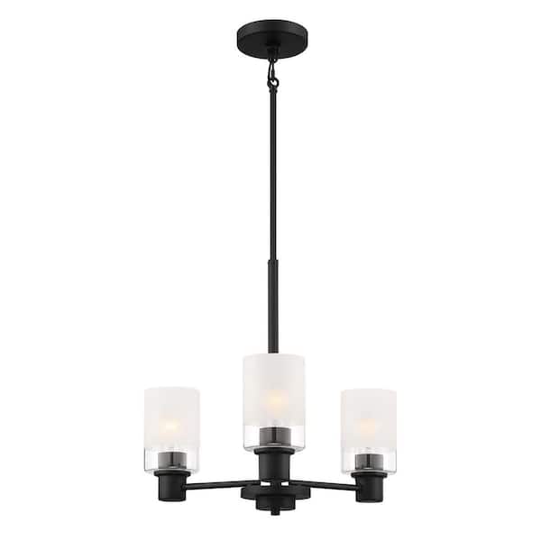 Designers Fountain Cedar Lane 3-Light Matte Black Modern Sputnik Chandelier for Dining Areas with No Bulbs Included