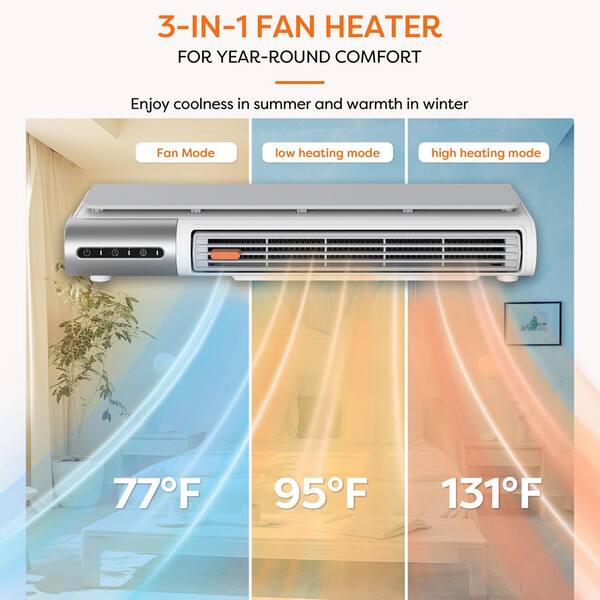 N/A. 400W Small Portable Fan and Heater Combo Desk Heaters with