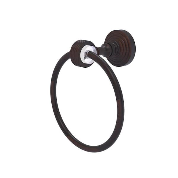Allied Brass Pacific Grove Collection Wall Mounted Towel Ring with Groovy Accents in Venetian Bronze