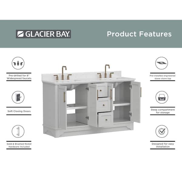 Glacier Bay Eastwood 61 in. Double Sink Freestanding Bath Vanity