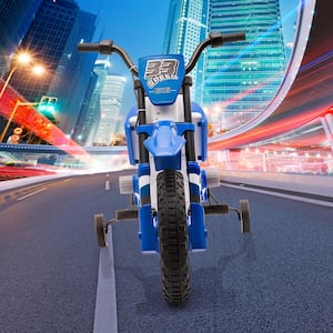 Blue Children's Motorcycle with Auxiliary Wheel