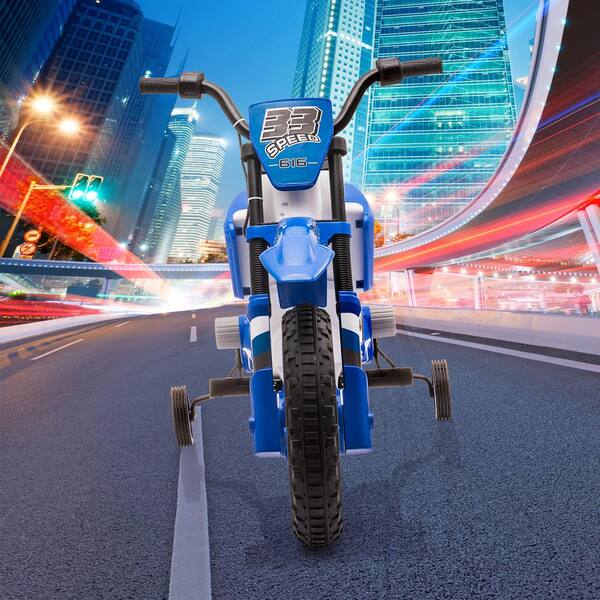 Clihome Blue Electric Off-Road Vehicle Children's Bike with Auxiliary Wheel