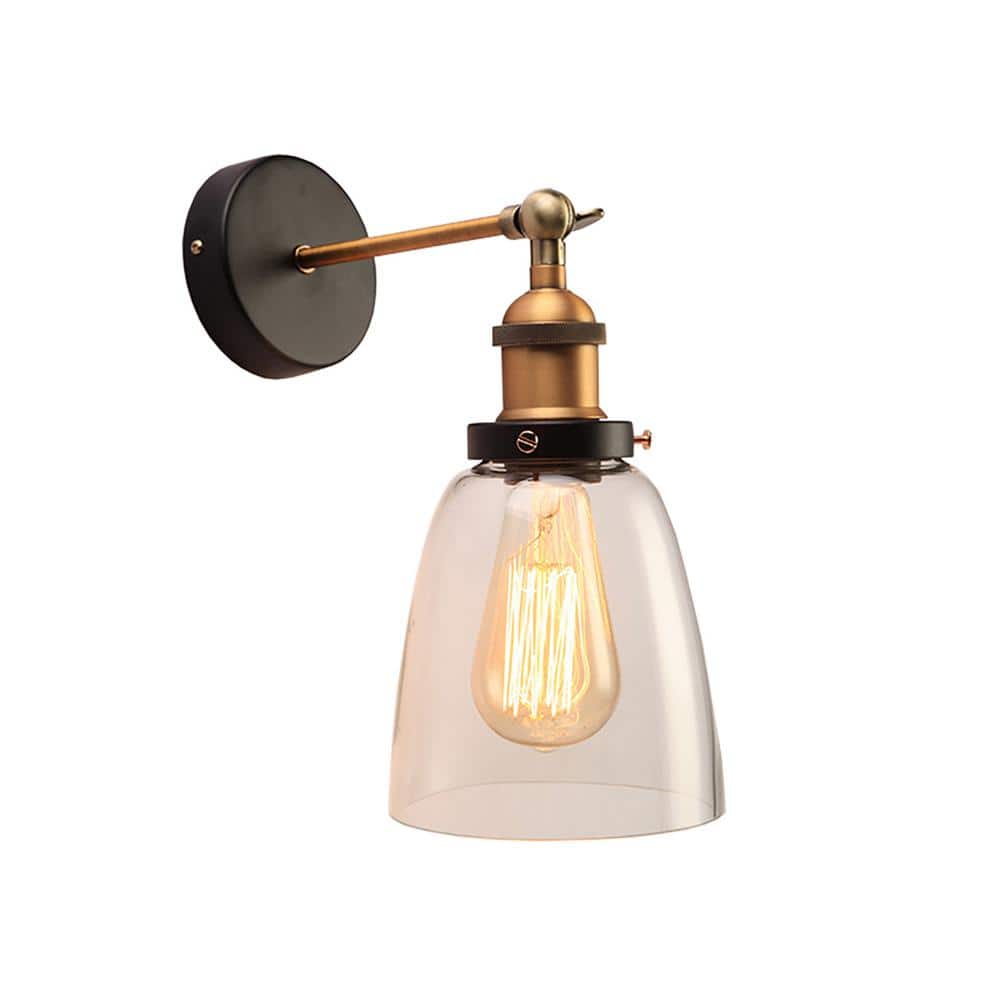 Bronze and Gold 14" Clear Glass Edison Wall Sconce