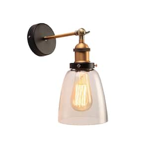 Edison Barbara Collection 1-Light Bronze Clear Glass Indoor Wall Lamp