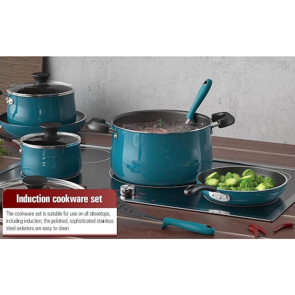 Cook N Home 10-Piece Nonstick Ceramic Kitchen Cookware Sets, Turquoise, set  - Harris Teeter