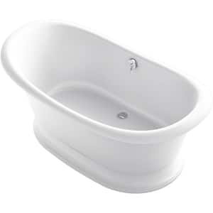 Artifacts 66 in. x 32.5 in. Soaking Bathtub with Center Drain in White, White Exterior