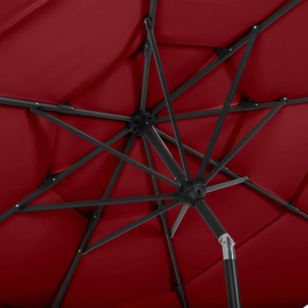10-Foot Red Polyester Outdoor Patio Market Umbrella with Tilt