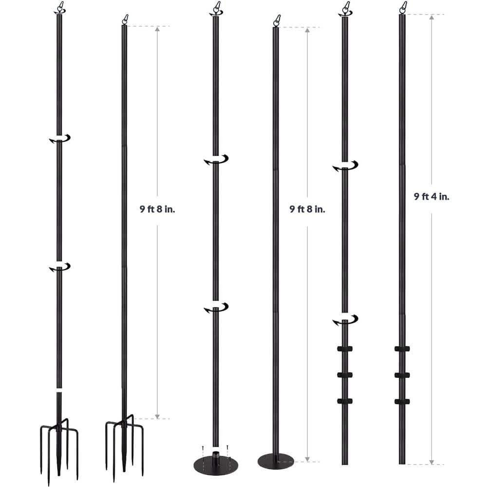 Weather Resistant 9-Foot Steel Outdoor String Light Poles