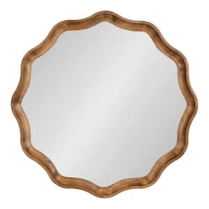 Hatherleig 28 in. W x 28 in. H Wood Rustic Brown Scalloped Transitional Framed Decorative Wall Mirror