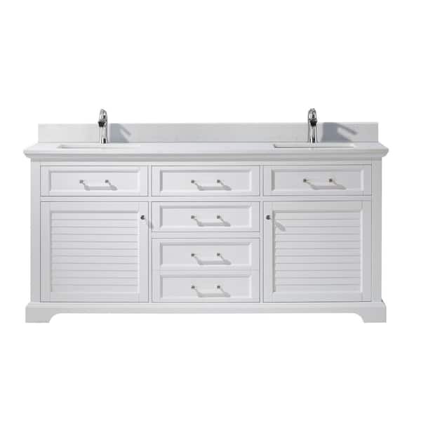 ROSWELL Lorna 72 in. Bath Vanity in White with Composite Vanity Top in White with White Basin
