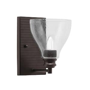 Albany 1-Light Espresso 6.25 in. Wall Sconce with Clear Bubble Glass Shade
