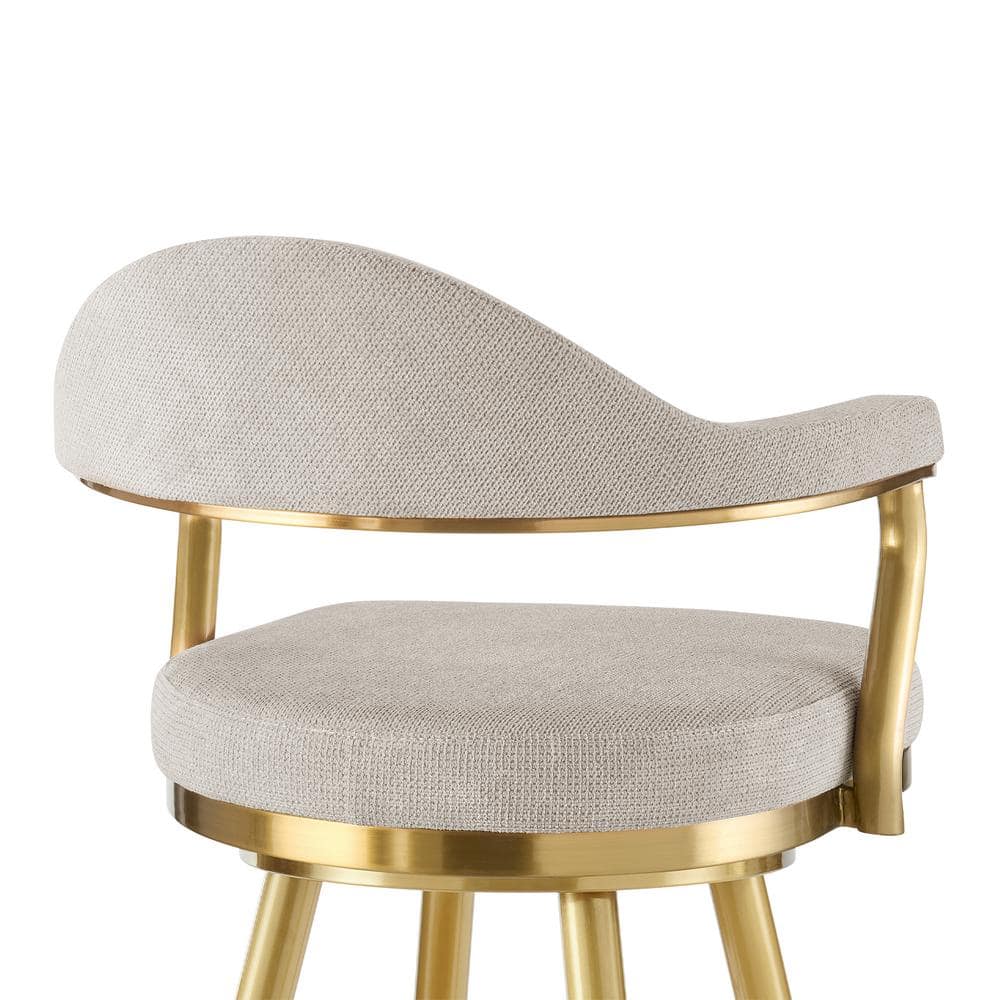 Justin 26" Taupe Swivel Counter Stool with Gold Metal Frame