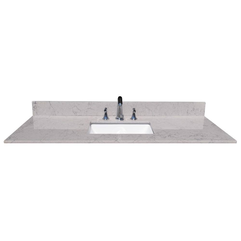 MONTARY 49 in. W x 22 in. D Ceramic Vanity Top in Carrara Gray with ...