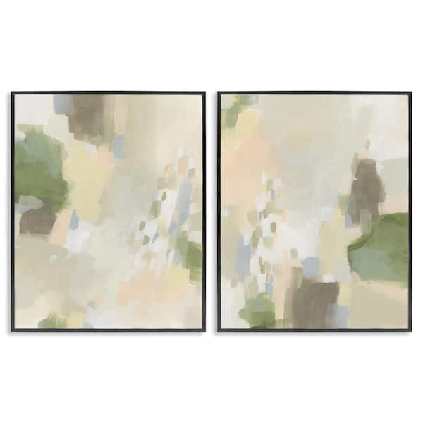 Beige Abstract with Speckles by June Erica Vess 2-Pieces Black Framed Abstract Giclee Art Print 30 in. x 24 in.