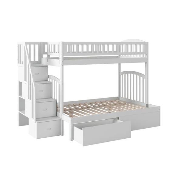 Atlantic Furniture Westbrook White Twin, Twin Full Step Bunk Bed