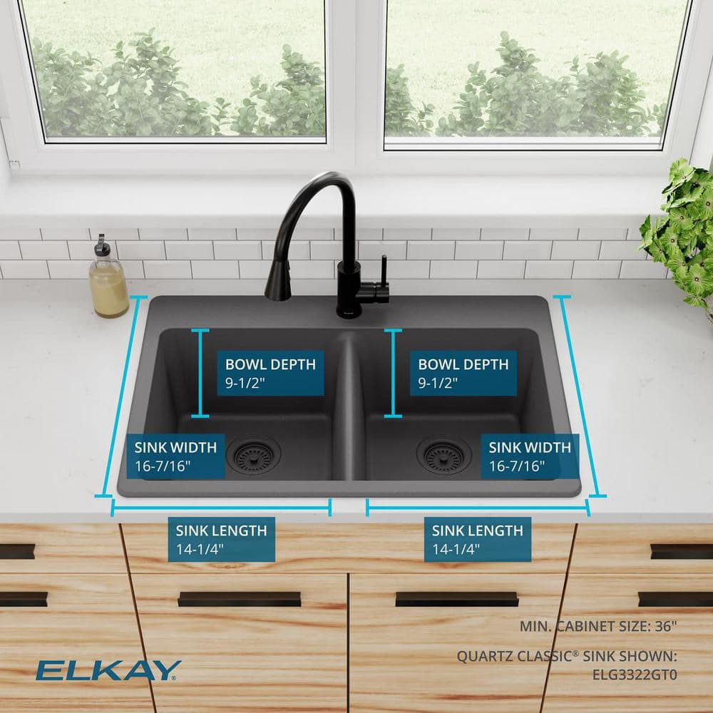 Graphite Double Bowl Drop-In Stone Kitchen Sink