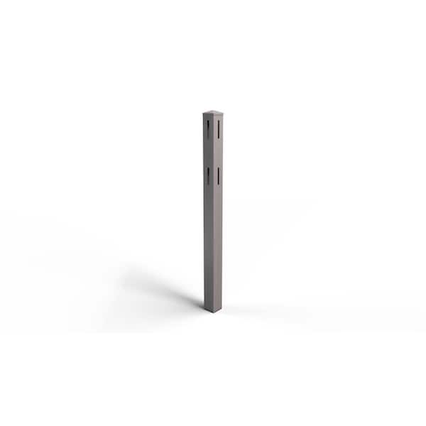 Natures Composites Composite 2-Rail Corner Post with Post Cap for Traditional Ranch Rail System (5 in. x 5 in. x 50 in. L) Slate Grey